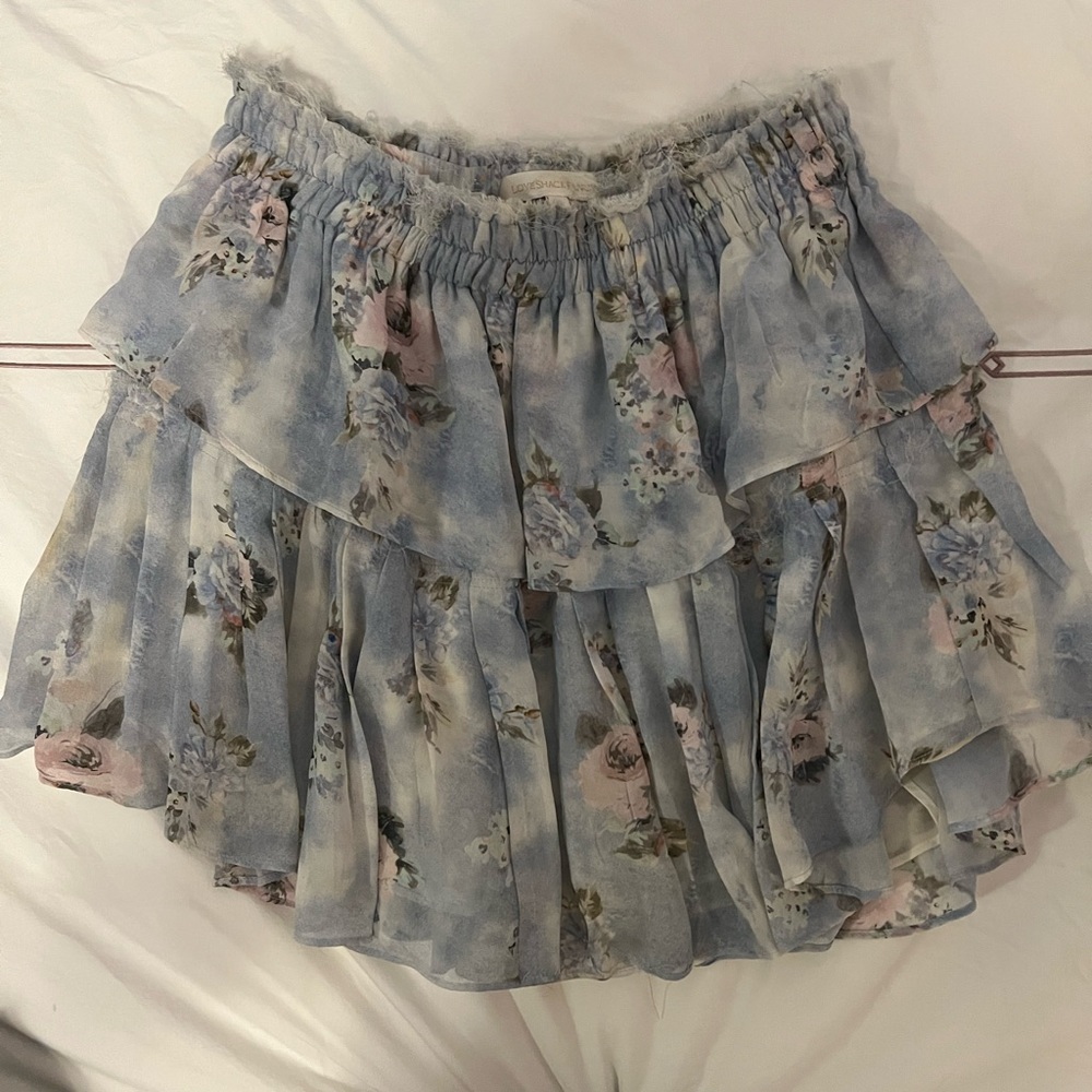 Loveshack Fancy Blue Floral Mini skirt